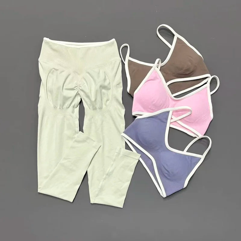Women's Strappy Bra And Shorts Yoga Set For Workout Outfits