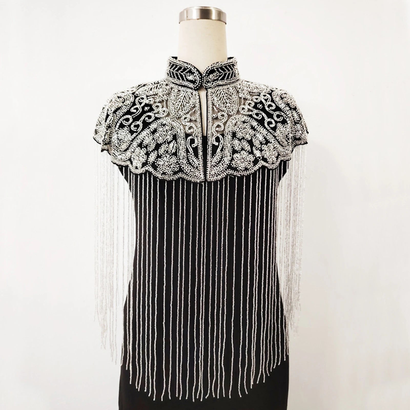 Beaded Long Fringe Cape for Layering over Outfits