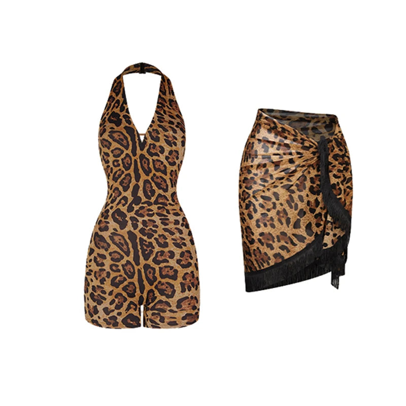 Women's Halterneck Latin Dance Top and Skirt with Separate Outfit Options