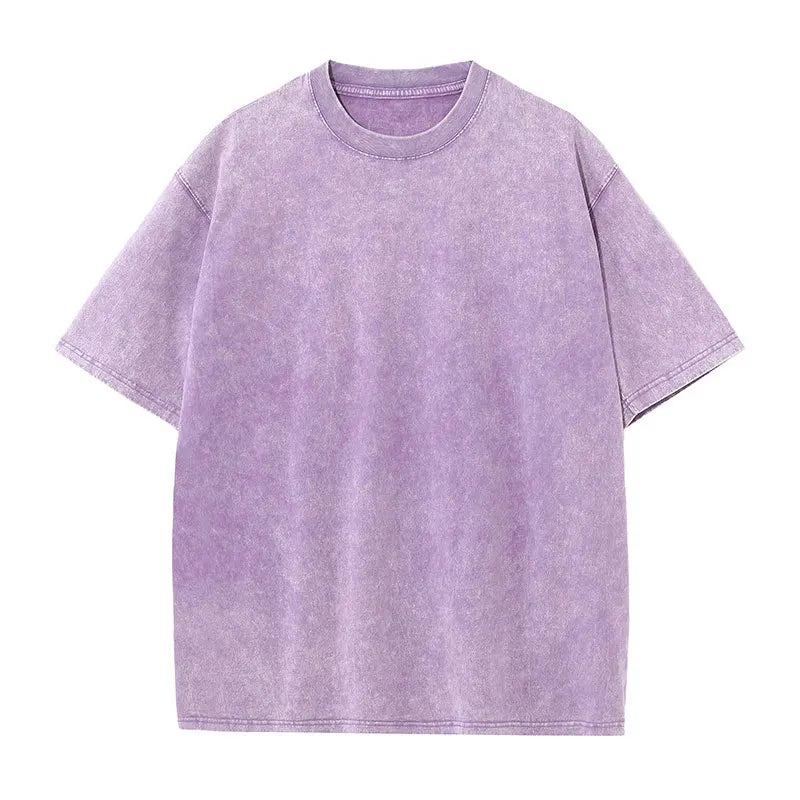 Solid Crew Neck Short Sleeve Loose Casual T Shirt