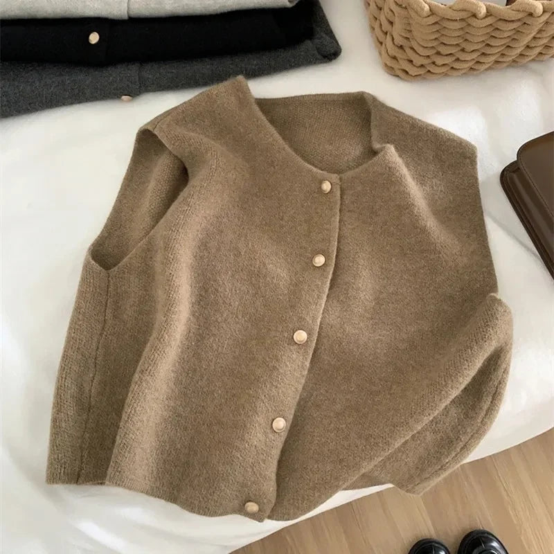 Women's Sleeveless Knit Button Front Vest Casual Knit Layer