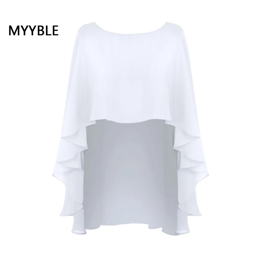 Layered Sheer Draped Cape for Layering over Outfits