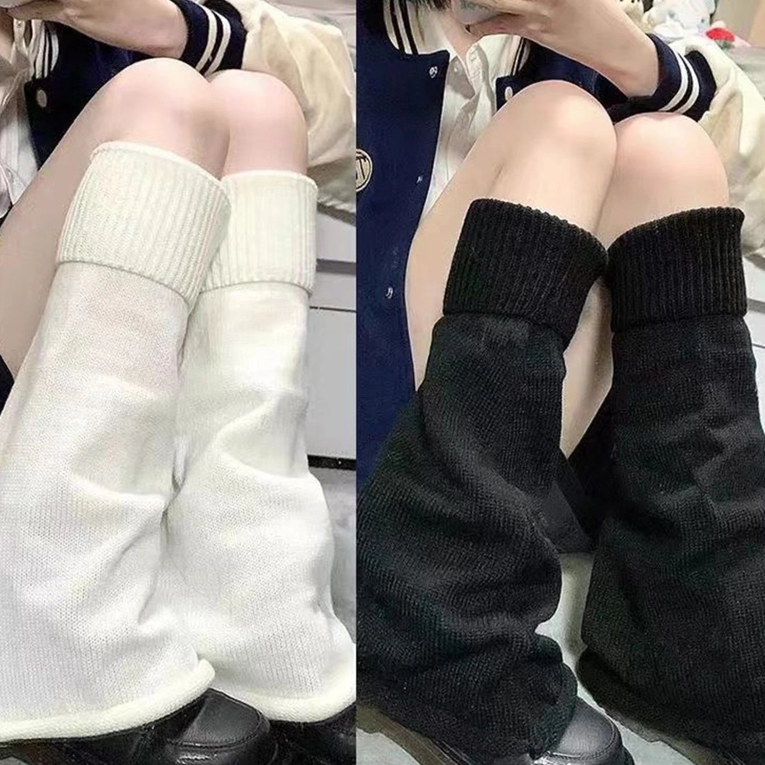 Flared Knit Leg Warmers with Slouchy Long Shape