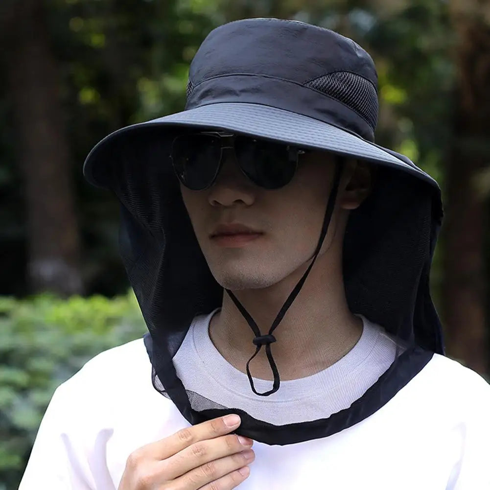 Wide Brim Outdoor Hat with Face Mesh Style Options