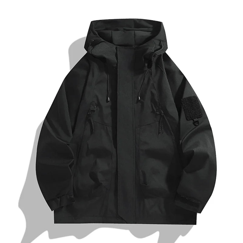 Hooded Long Sleeve Full Zip Outdoor Hiking Jacket with Pockets