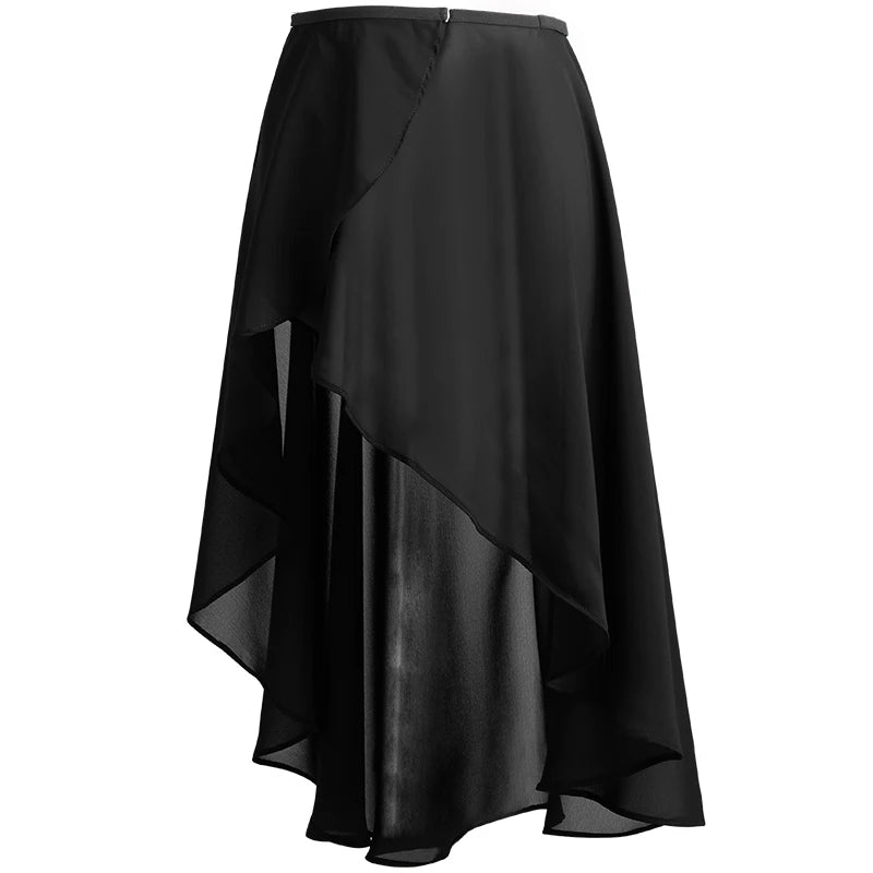 Women's Long Chiffon Ballet Wrap Skirt with Adjustable Buckle Waist