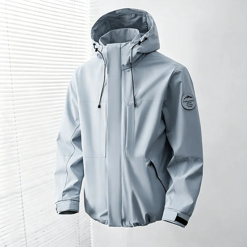 Hooded Long Sleeve Full Zip Outdoor Hiking Jacket with Pockets