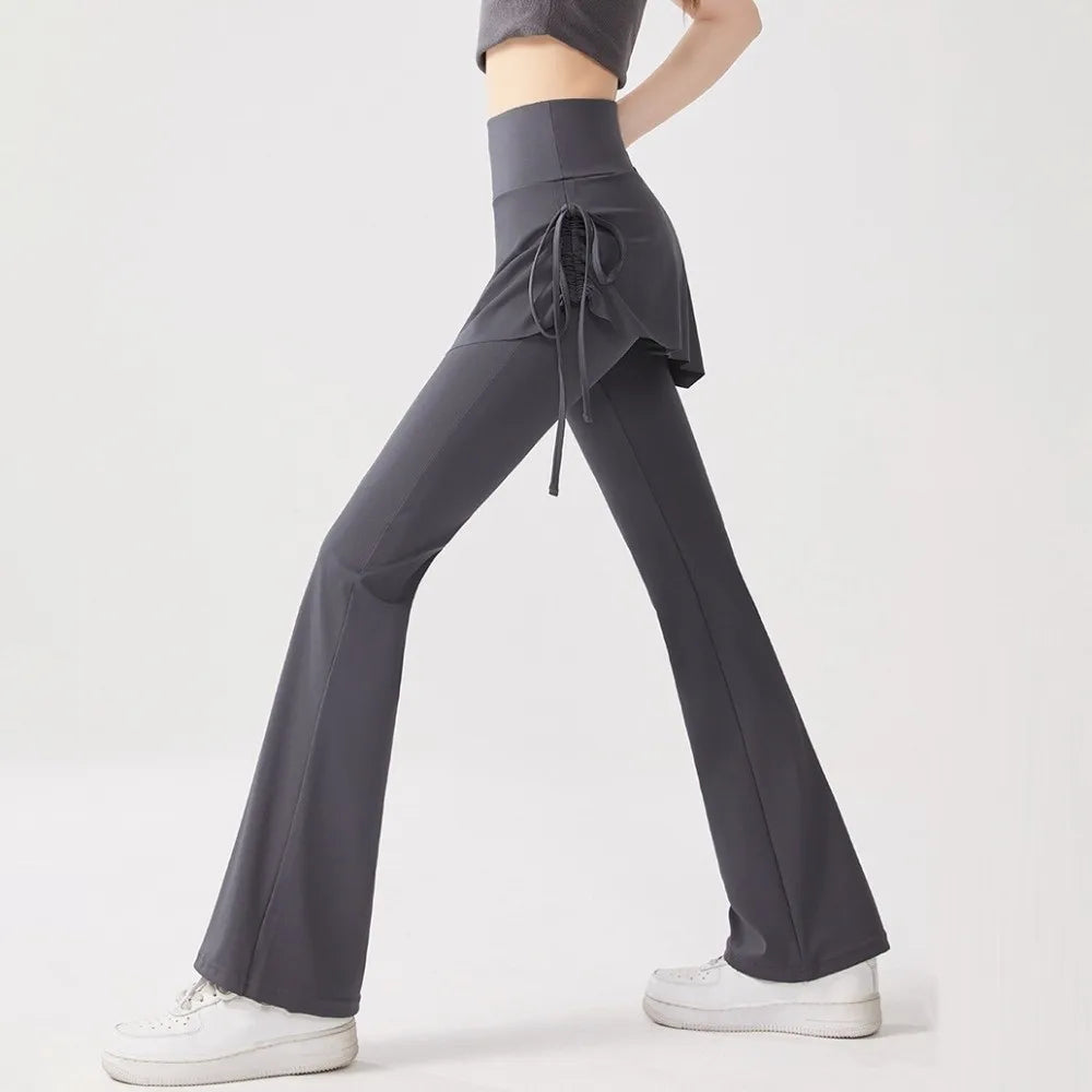 Women's Skirt Overlay Flared Leggings For Workout Outfits