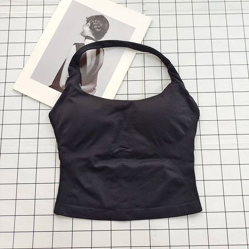 Women's Halter Neck Longline Sports Tank Top For Workout Outfits