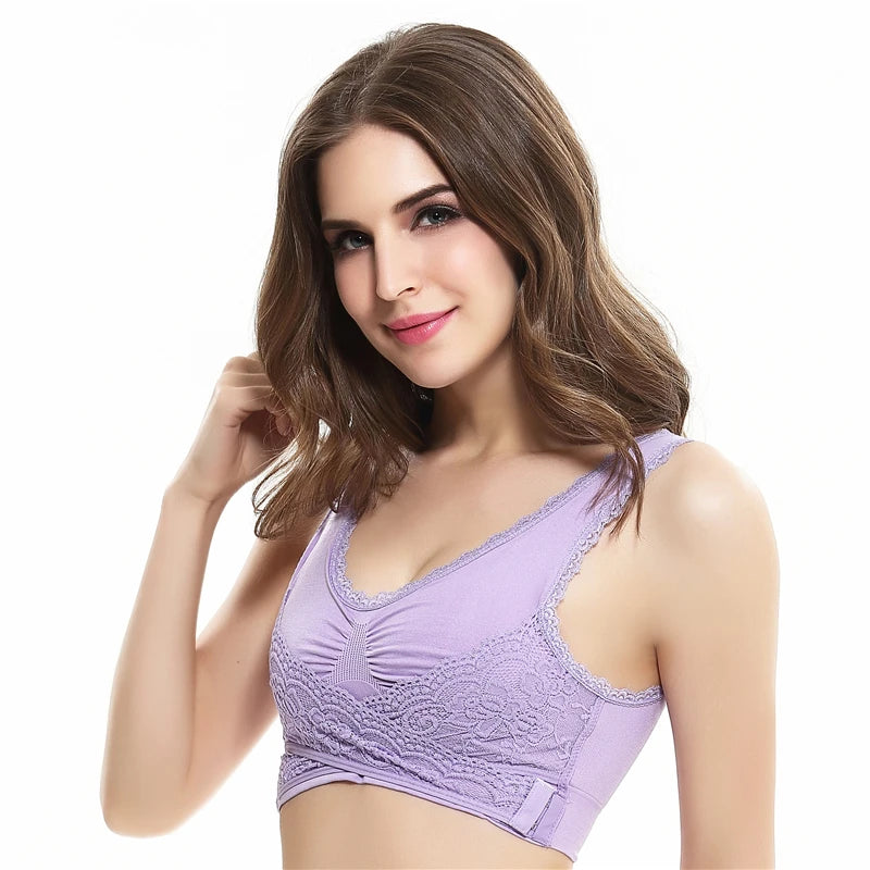 Women's Lace Trim Crossover Front Bra