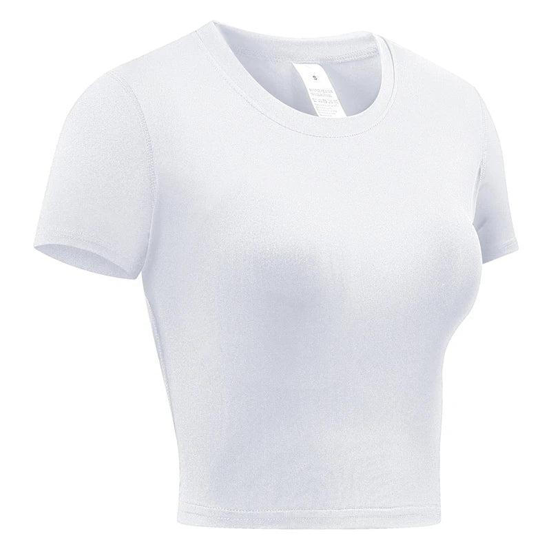 Women's Crew Neck Fitted Short Sleeve T-shirt For Workout Outfits