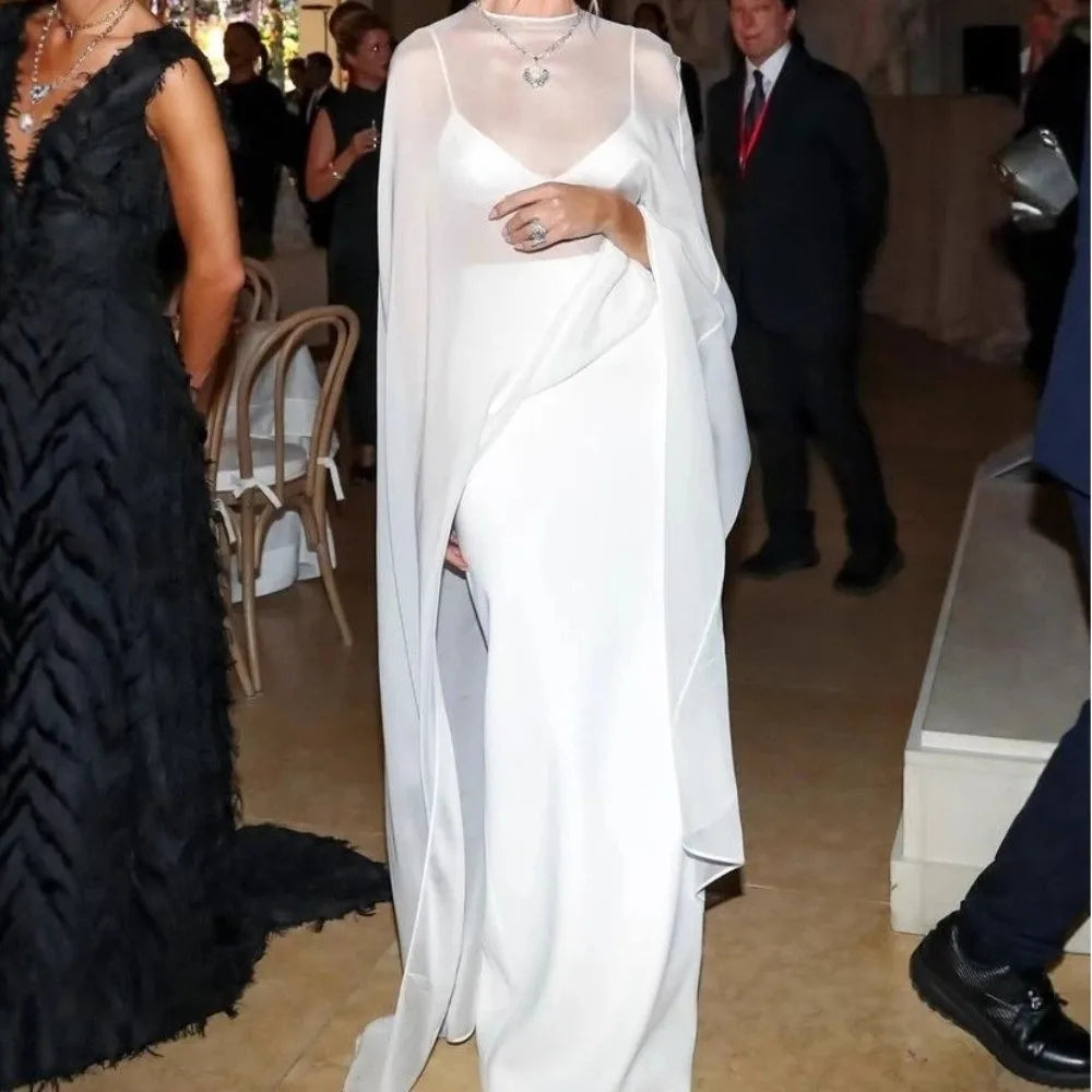 Long Sheer Draped Cape for Layering over Outfits