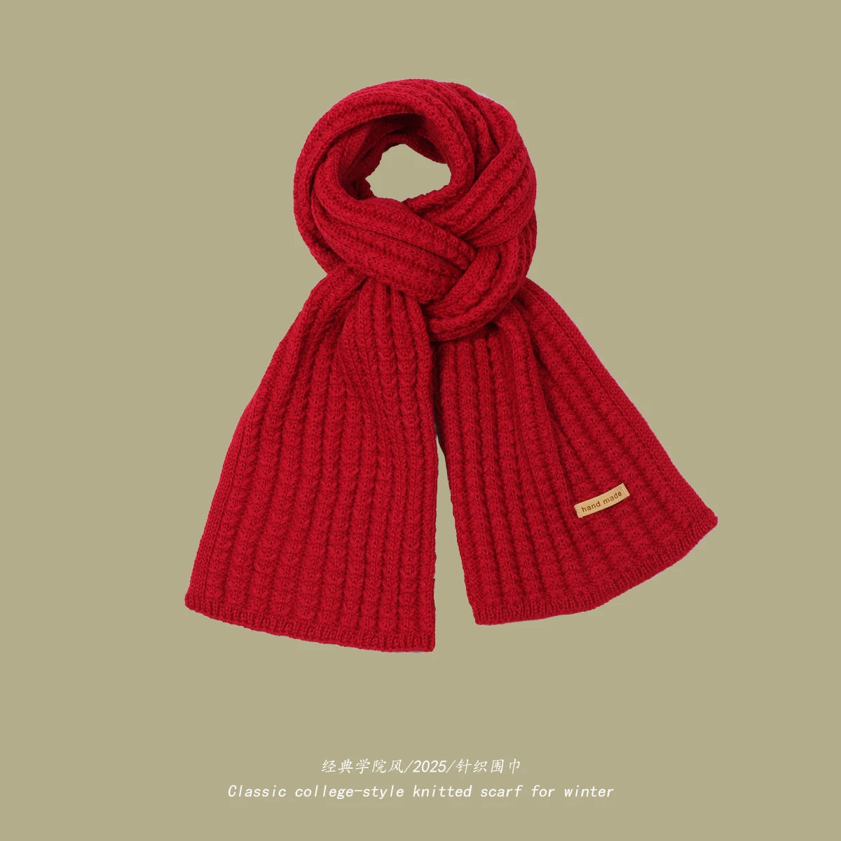 Solid Ribbed Knit Scarf with Long Rectangular Shape
