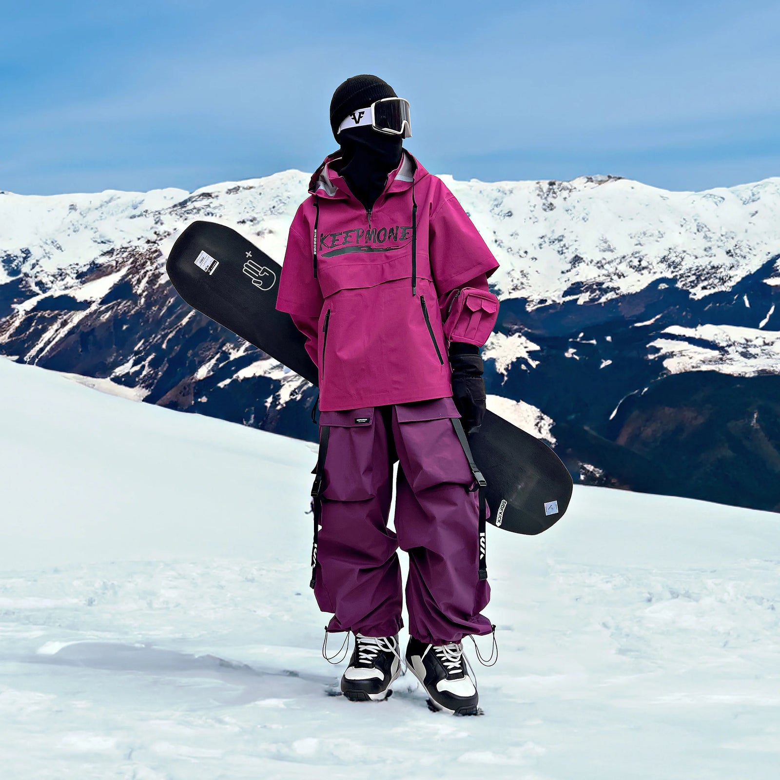 Hooded Ski Jacket and Pants Clothing Set with Style Options