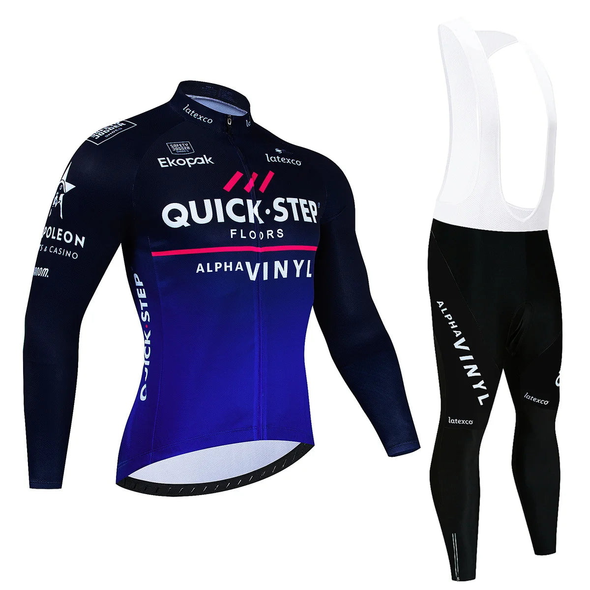 Men's Long Sleeve Fleece Cycling Jersey Set for Winter Bicycle Riding