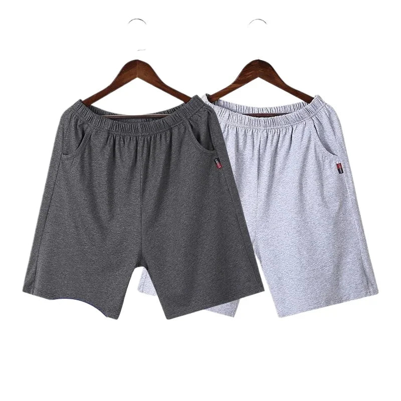 Men's Solid Pocket Elastic Waist Knee Length Lounge Sleep Shorts