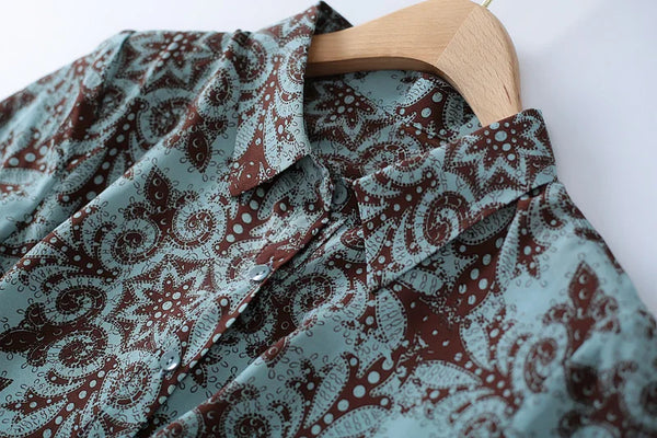 Summer Dress Woman Trendy Elegant Vintage Turn Down Collar Over Knee Single Breast Drop Large Swing Flower Female Dresses