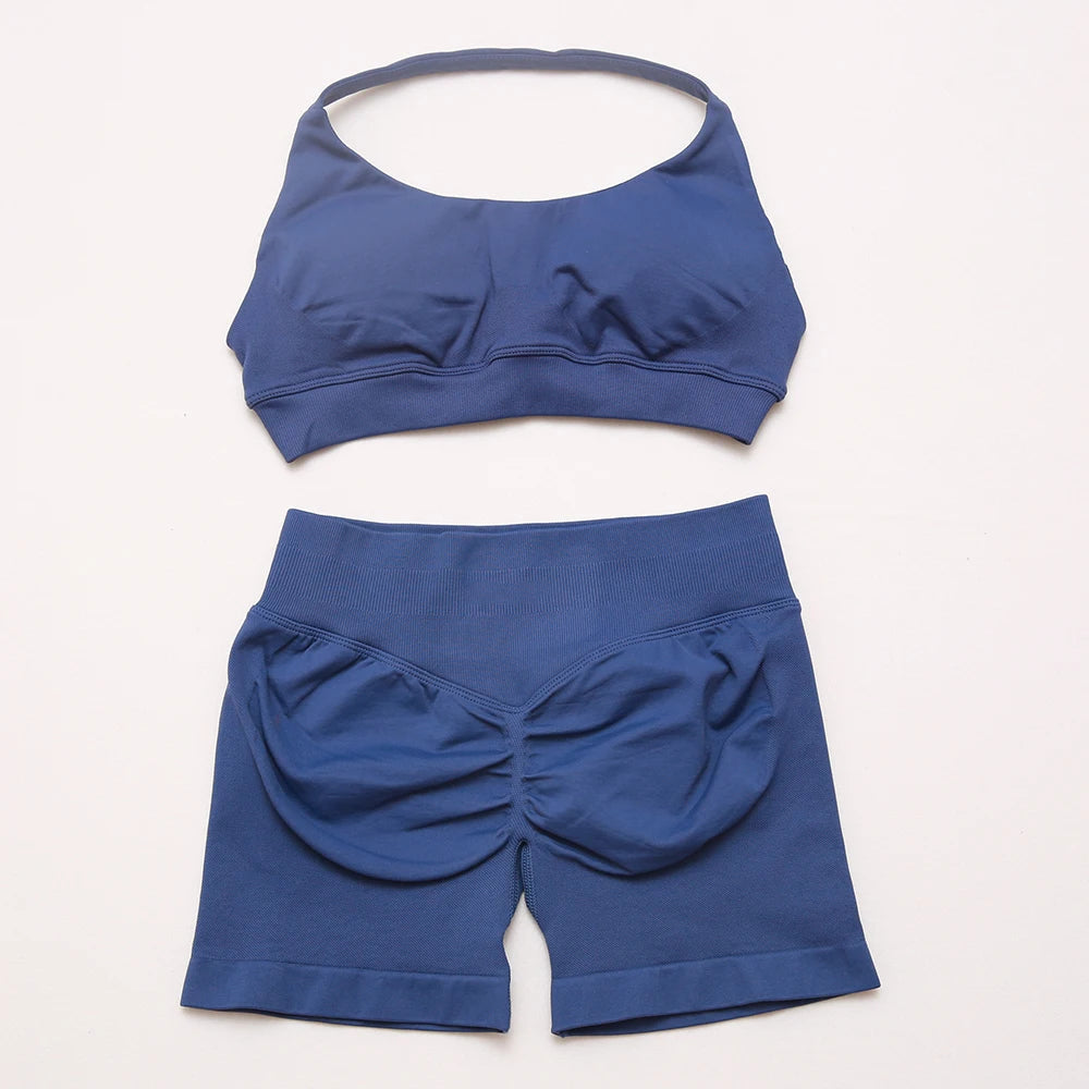 Women's Halter Bra And Shorts Yoga Set For Workout Outfits