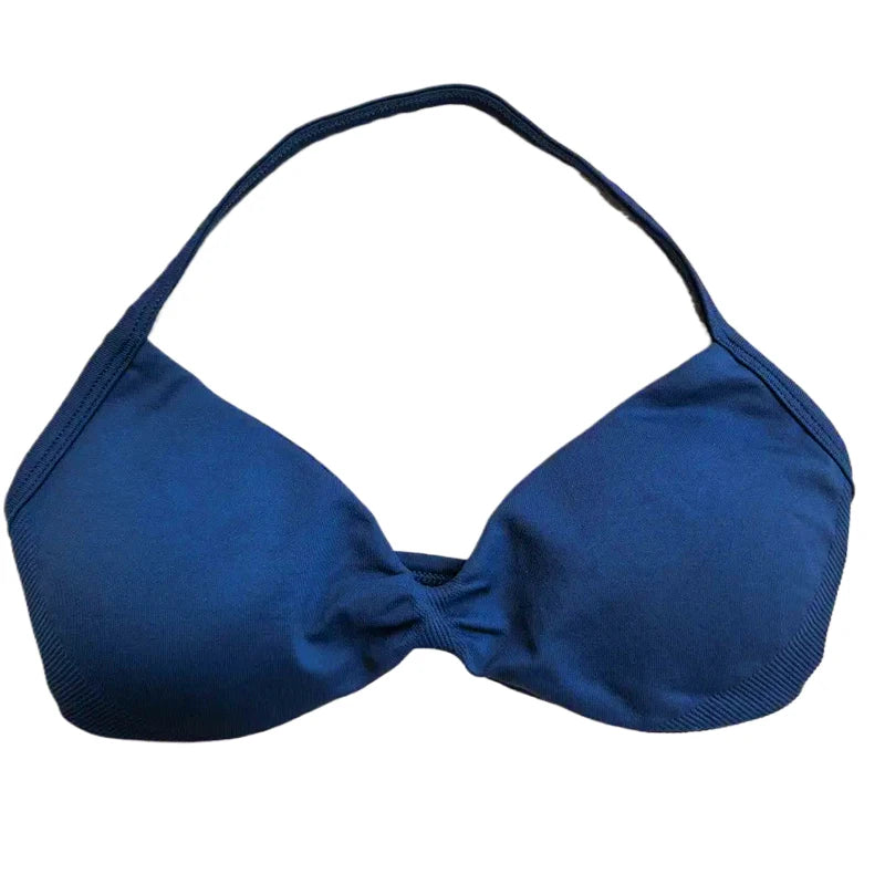 Women's Ruched Halter Neck Sports Bra