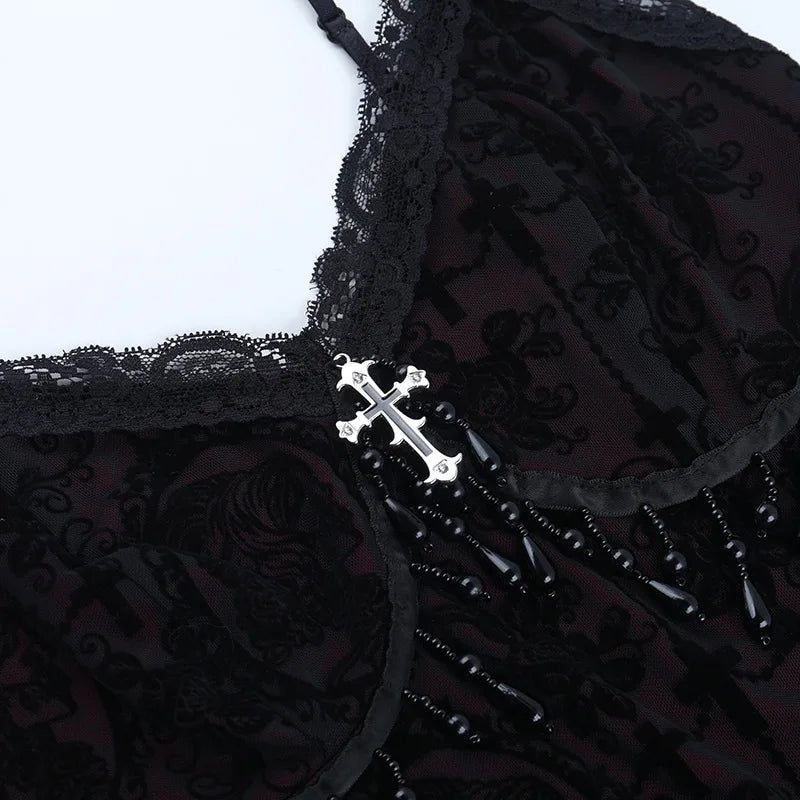 Women's Gothic Lace Polyester Blend Camisole with Decorative Trim and Multiple Styles