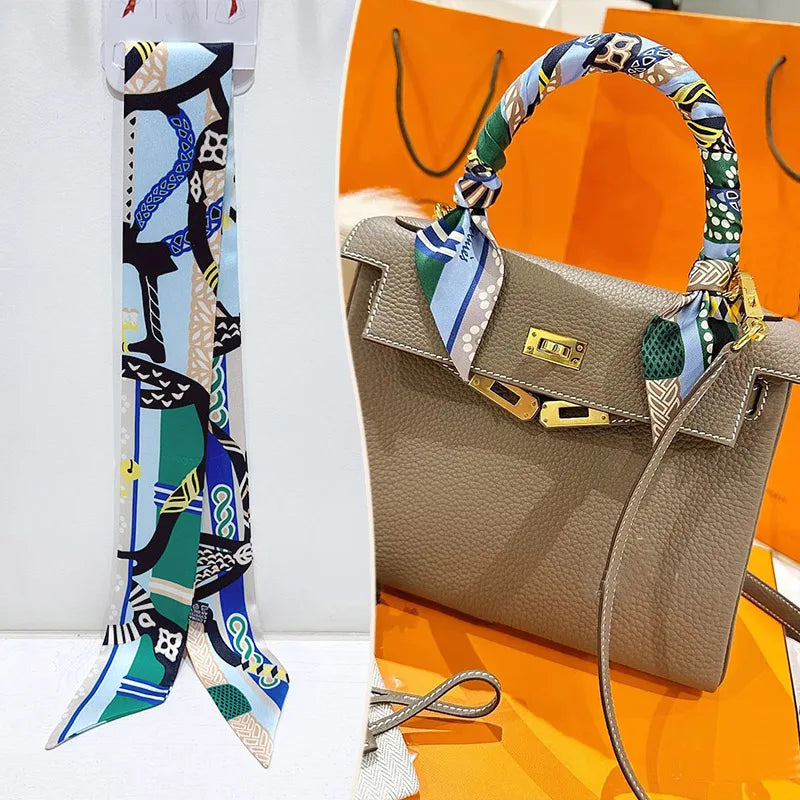 Printed Skinny Scarf for Neck and Bag Handle Styling