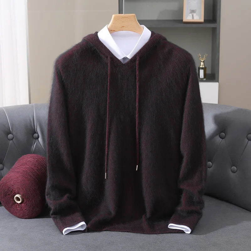 Men's Hooded Long-Sleeve Knit Pullover Sweater