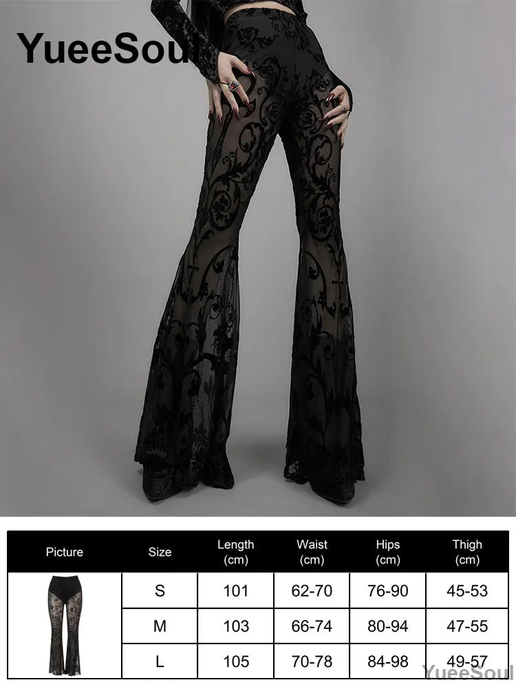 Women's Black Gothic Pants with Flared and Wide Leg Style Options