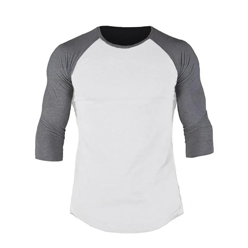 Plain Raglan Three Quarter Sleeve T-shirt For Sports Outfits