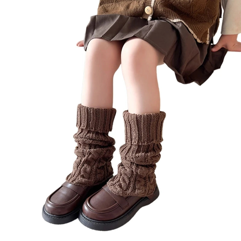 Children's Cable Knit Leg Warmers with Solid Color Options