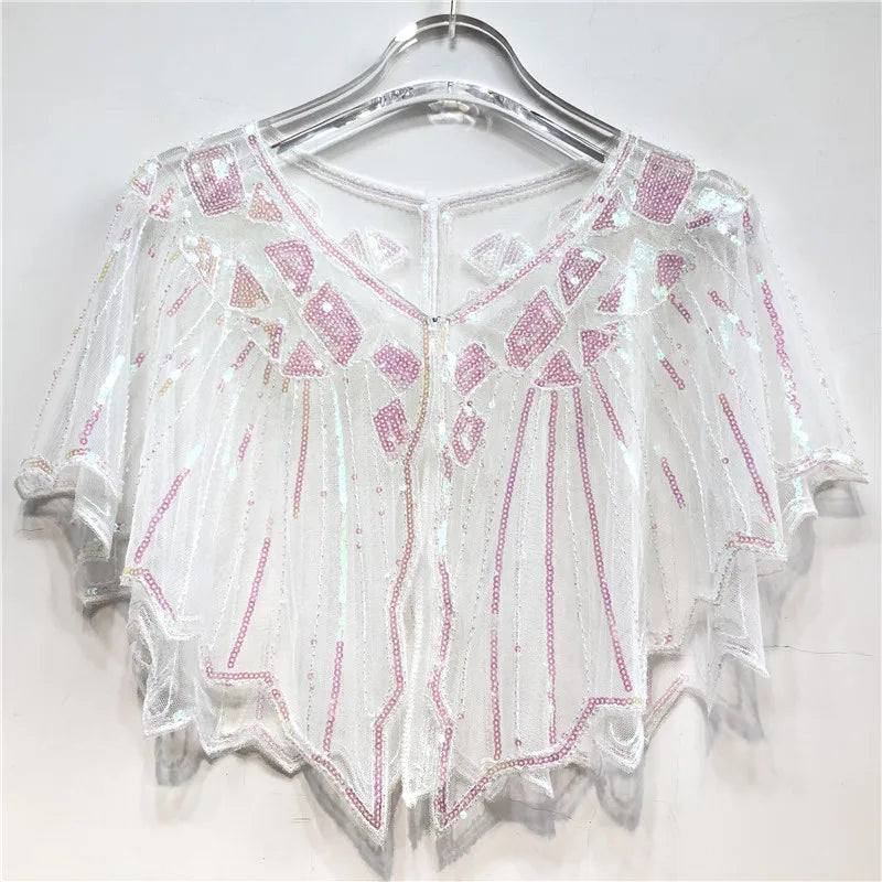 Beaded Sequin Capelet for Layering over Dresses and Tops