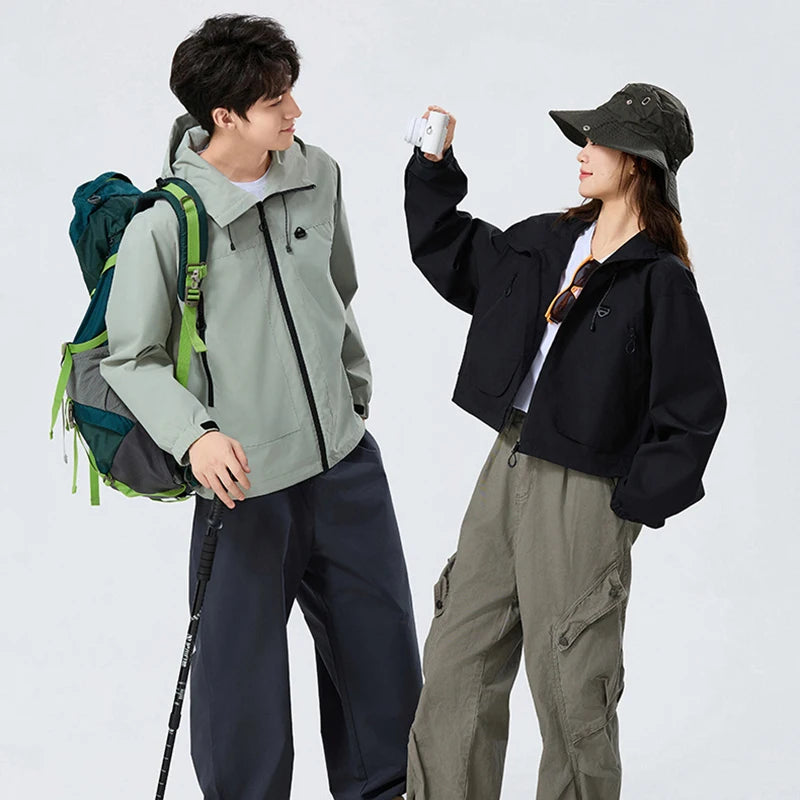Unisex Waterproof Oil-Resistant Hiking Jacket for Camping