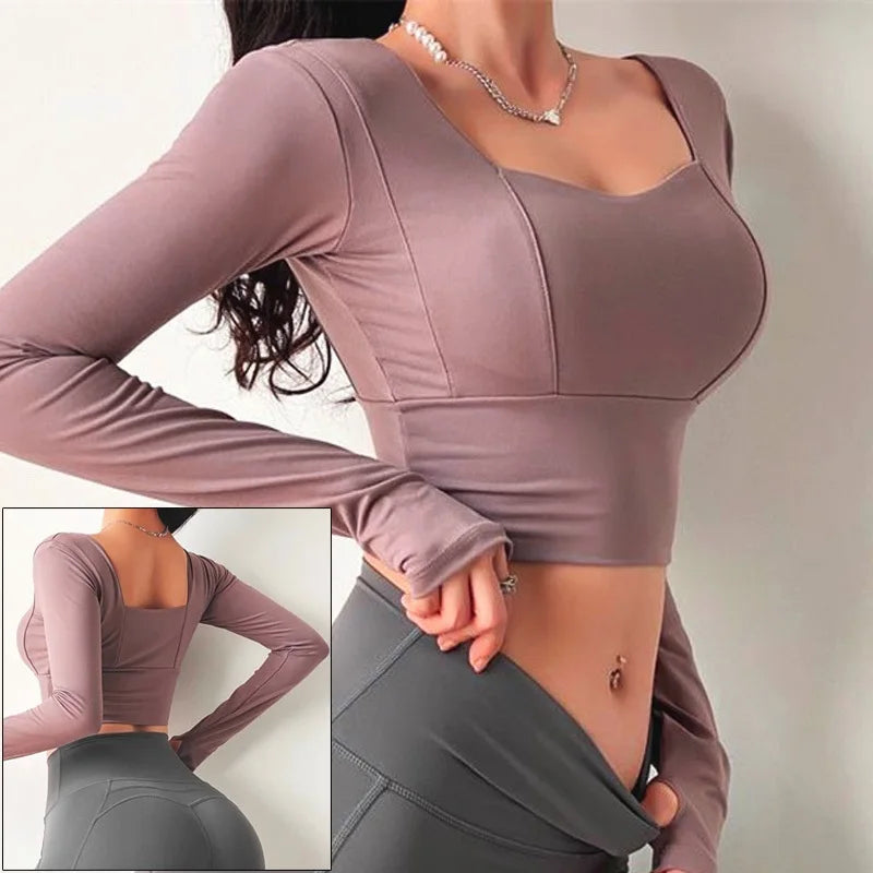 Women's Open-Back Long-Sleeve Workout Top