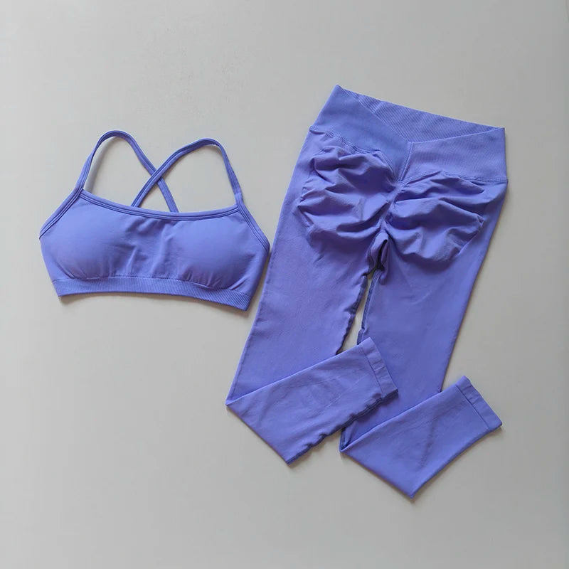 Women's Cross Back Bra And Leggings Yoga Set