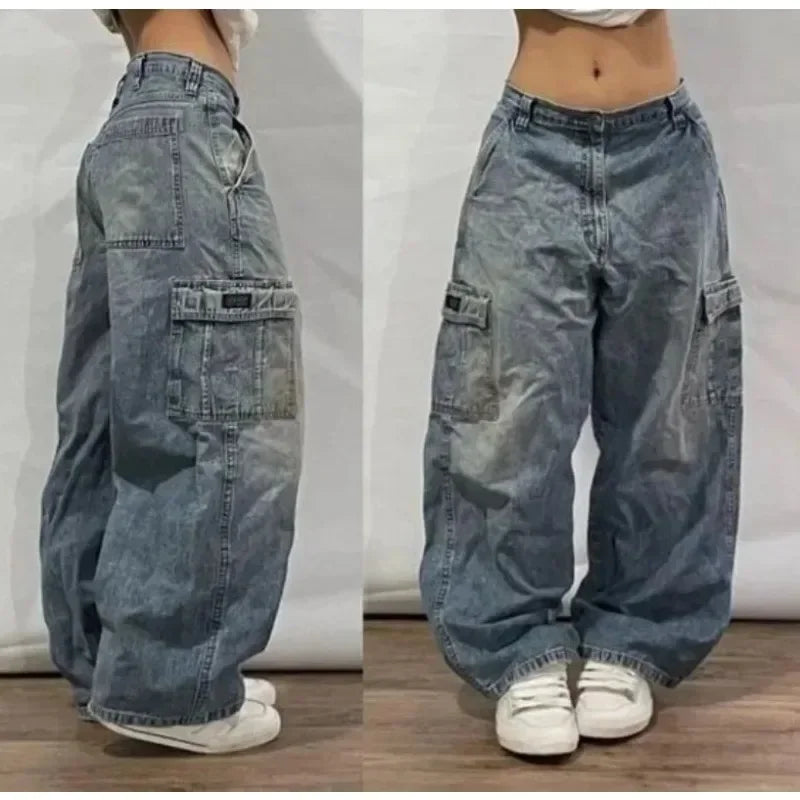 Women's Washed Black Wide Leg Denim Jeans For Everyday Outfits