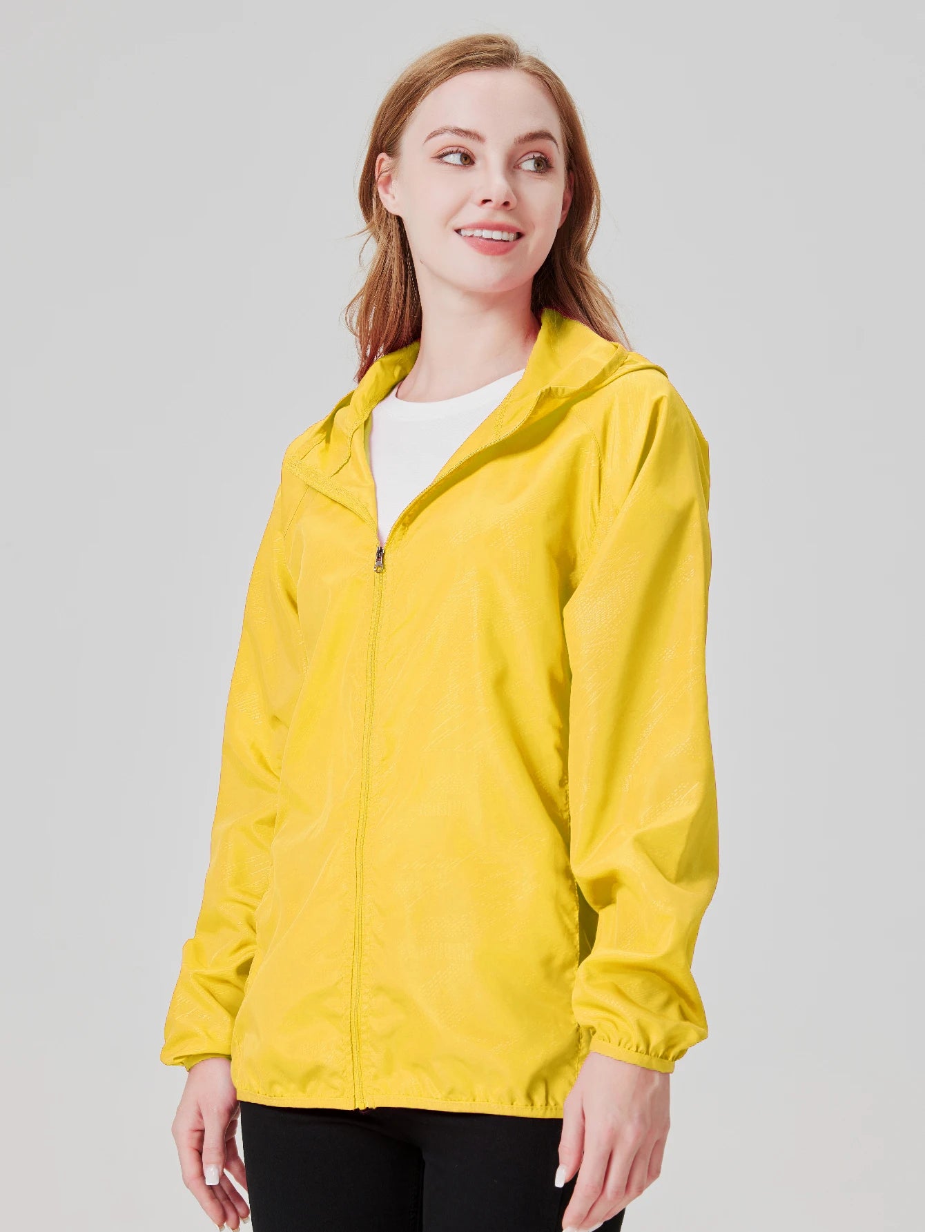 Hooded Long Sleeve Full Zip Outdoor Hiking Jacket with Pockets