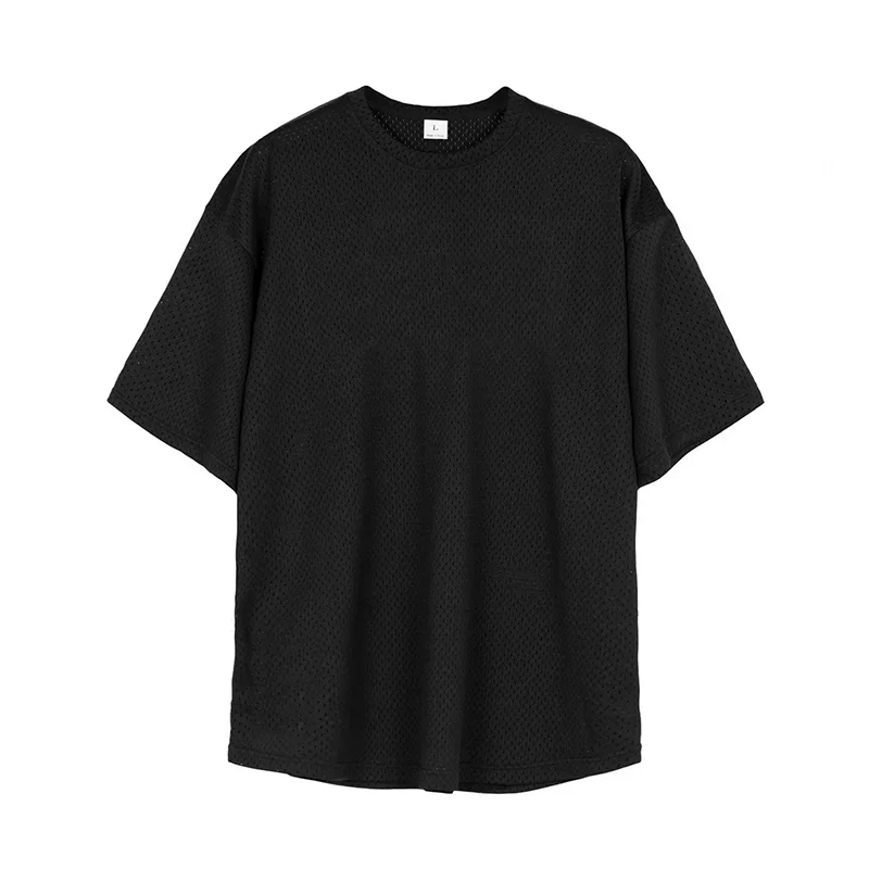 Plain Oversized Mesh Short Sleeve T-shirt For Sports Outfits