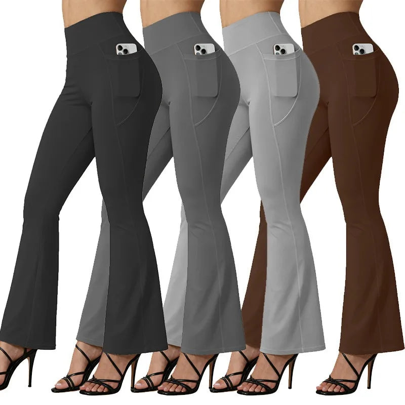 Women's Back Pocket Flared Leggings For Workout Outfits