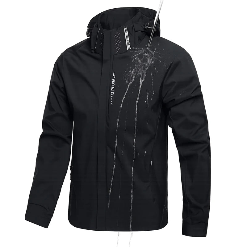 Hooded Long Sleeve Full Zip Outdoor Hiking Jacket with Pockets