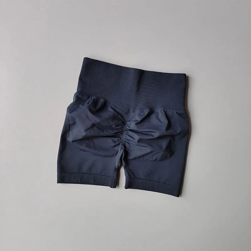 Women's High Waist Scrunch Back Polyester Shorts for Gym Workouts