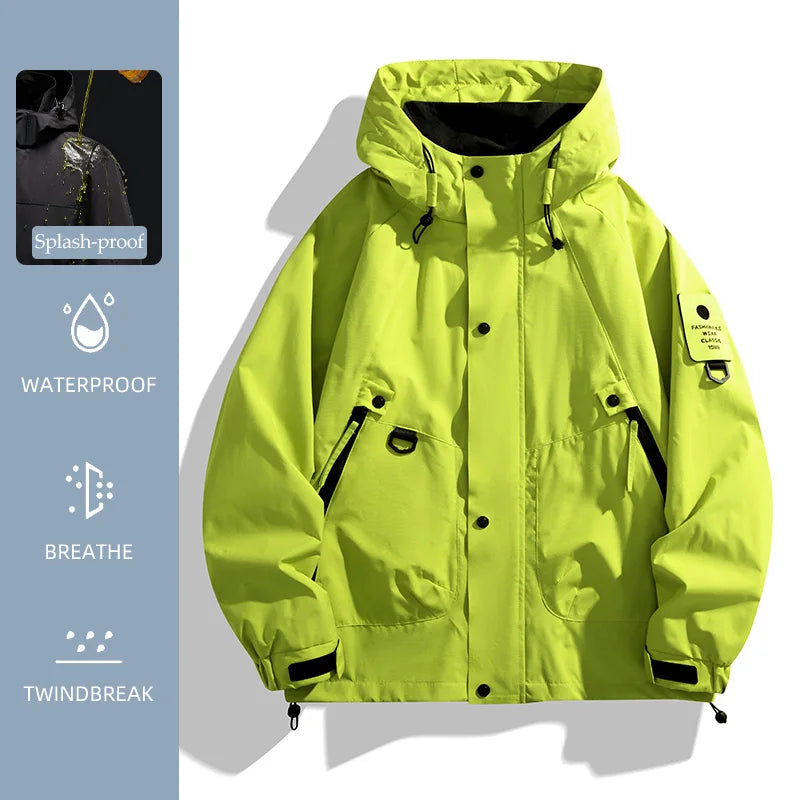 Hooded Long Sleeve Full Zip Outdoor Hiking Jacket with Pockets