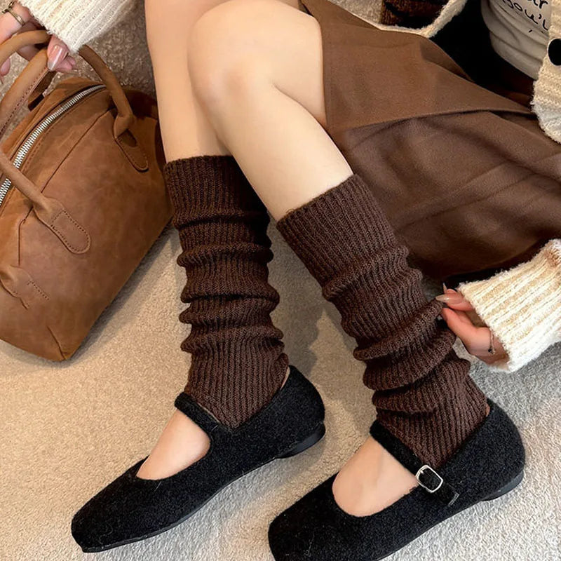 Ribbed Calf Leg Warmers with Stirrup Foot Openings