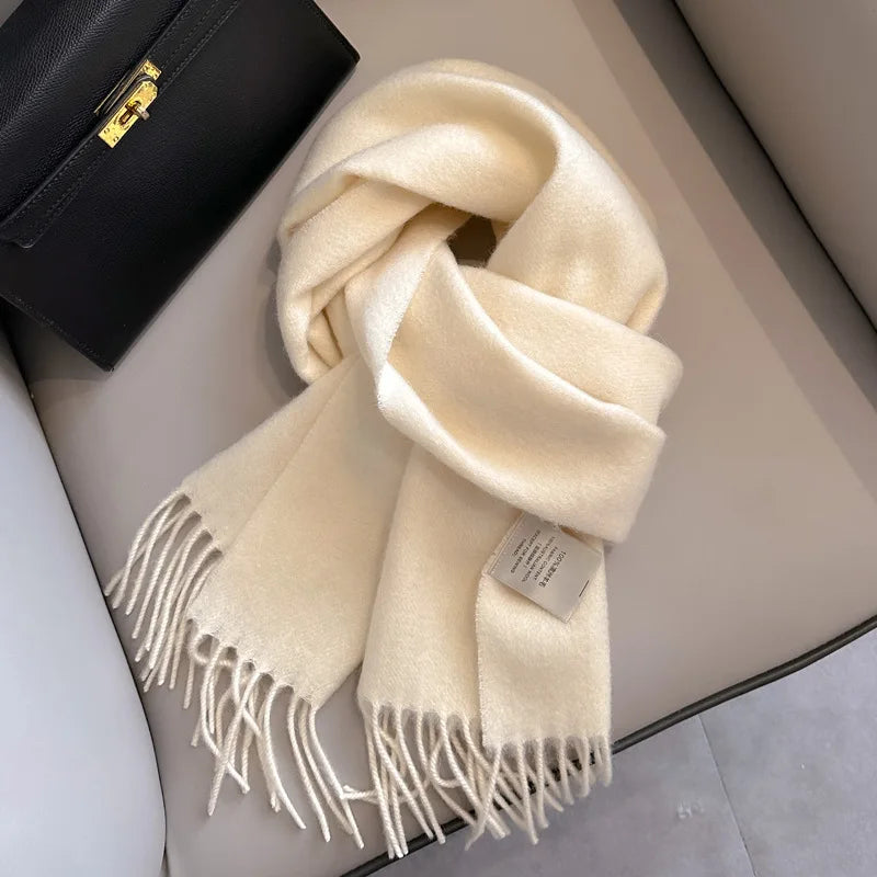 Solid Long Fringed Scarf for Neck and Wrap Styling