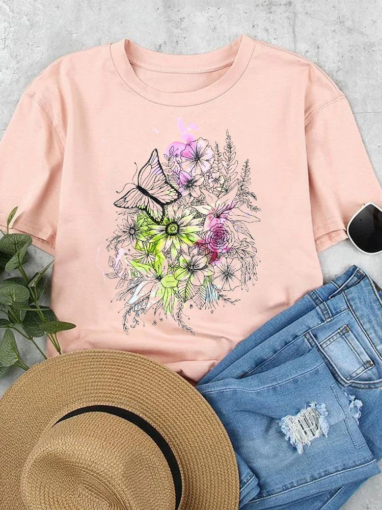 Women's Nature Graphic Modal Short-Sleeve Crewneck T-Shirt