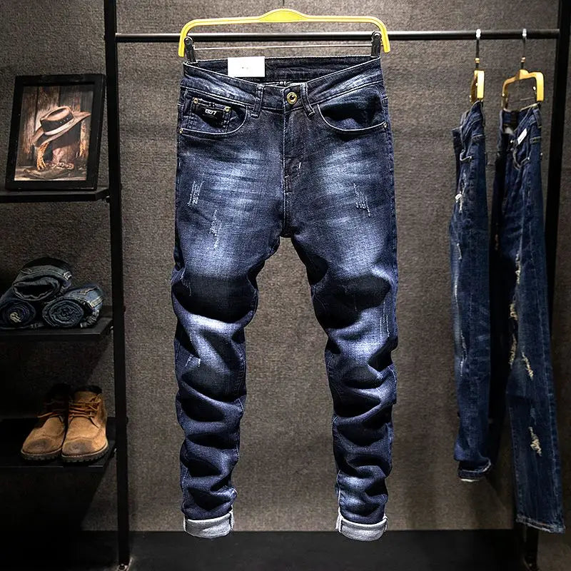 Men's Distressed Slim Fit Denim Jeans for Casual Everyday Wear