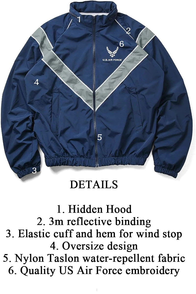 Outdoor AIR FORCE PTU Waterproof Breathable Running Training Physical Fitness Jacket Windbreaker Unisex Sportswear