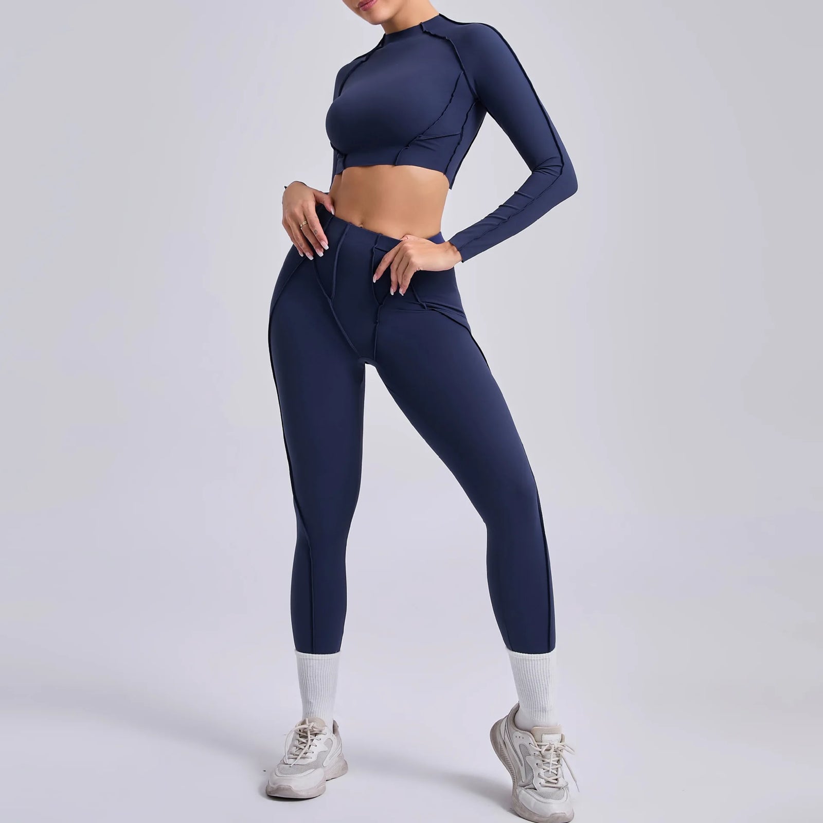 Women's Contrast Seam Bra And Leggings Yoga Set