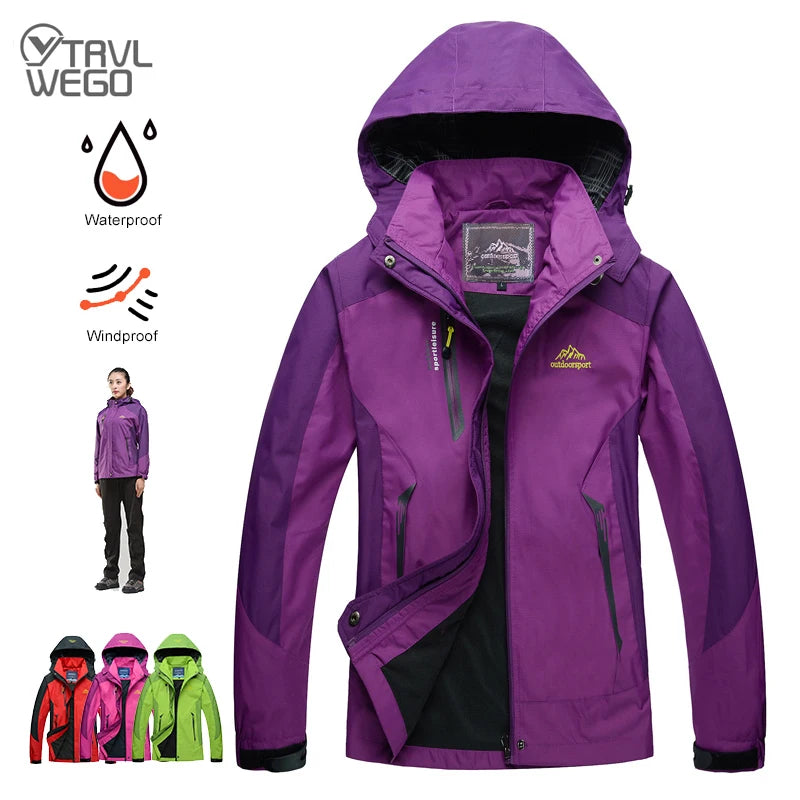 Color Block Hooded Full Zip Long Sleeve Outdoor Jacket