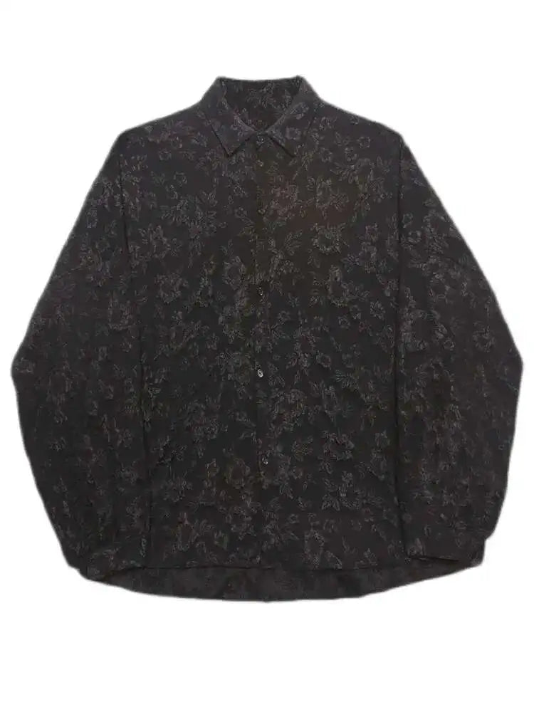 Women's Textured Stand Collar Loose Shirt