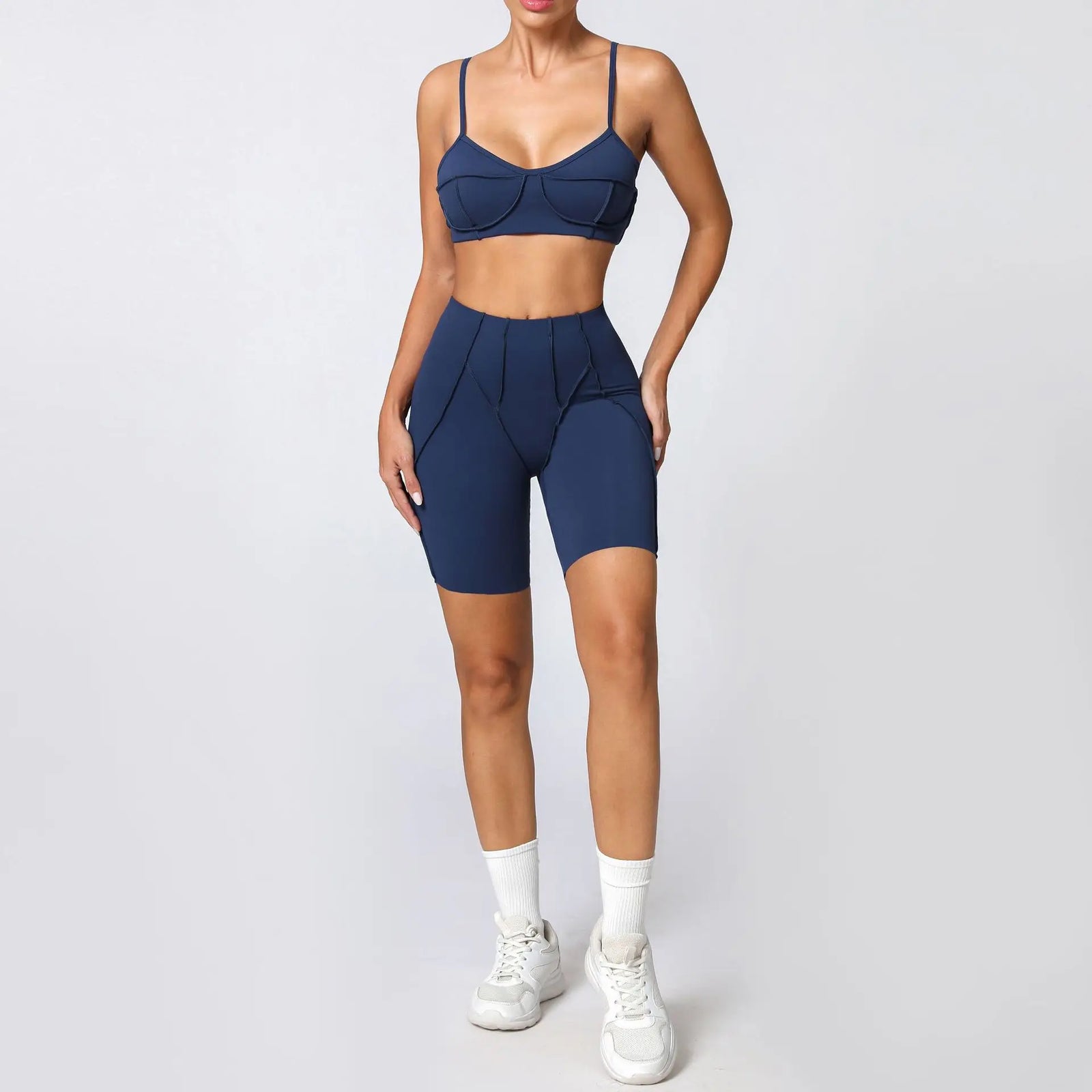 Women's Contrast Seam Bra And Leggings Yoga Set