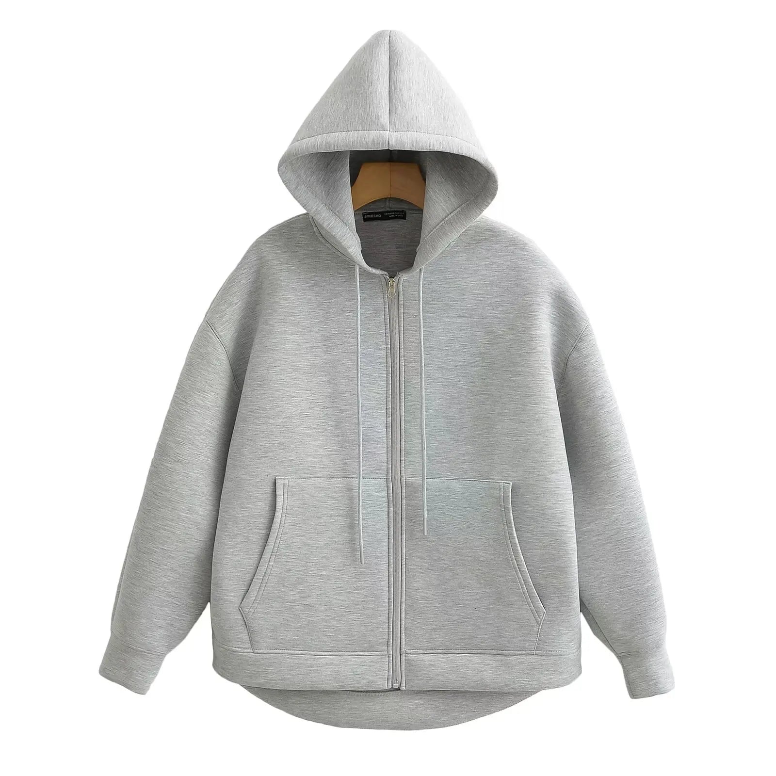 Long Sleeve Full Zip Casual Hooded Sweatshirt for Layering